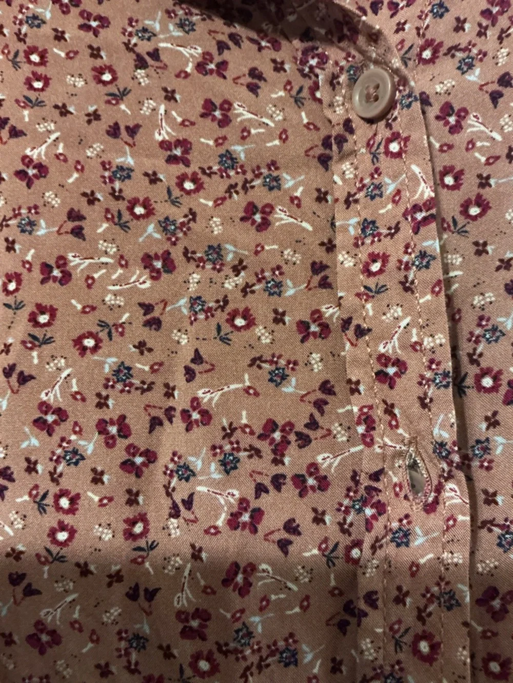 BeachLunchLounge Pink Floral Button Front Blouse XL Boho Cottagecore